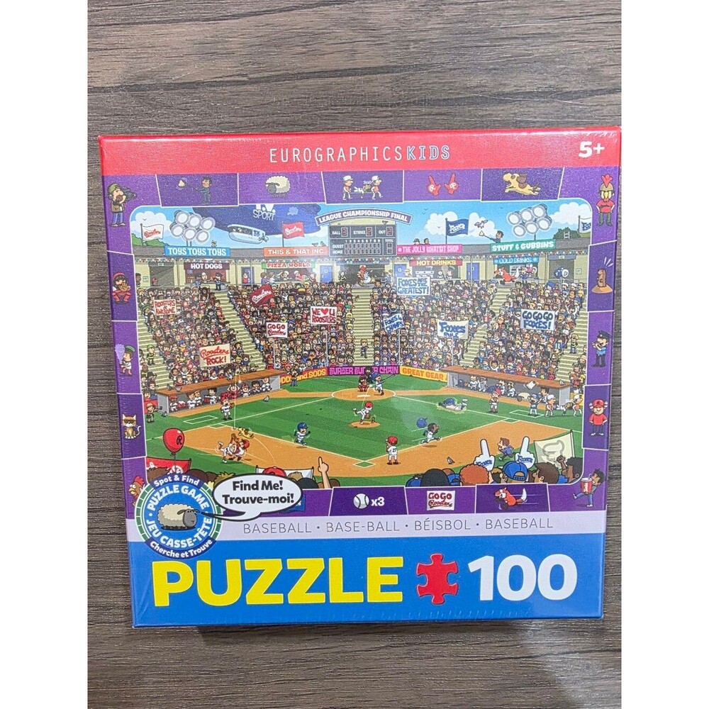 EuroGraphics Kids Baseball "Find Me!" 100 Piece Puzzle Ages 5+ NEW Sealed